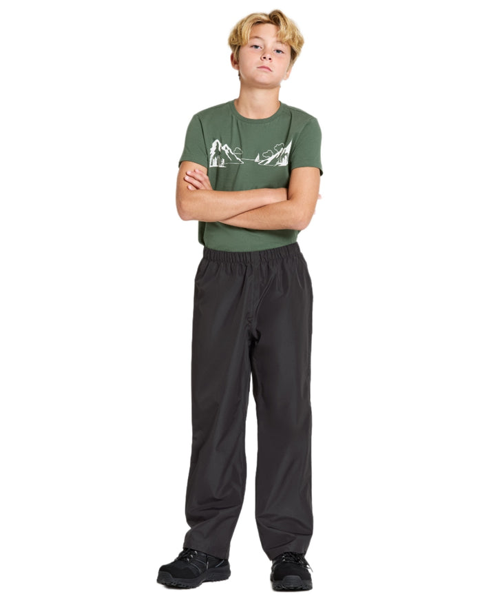 Black coloured Didriksons Kids Penta Pants on white background #colour_black