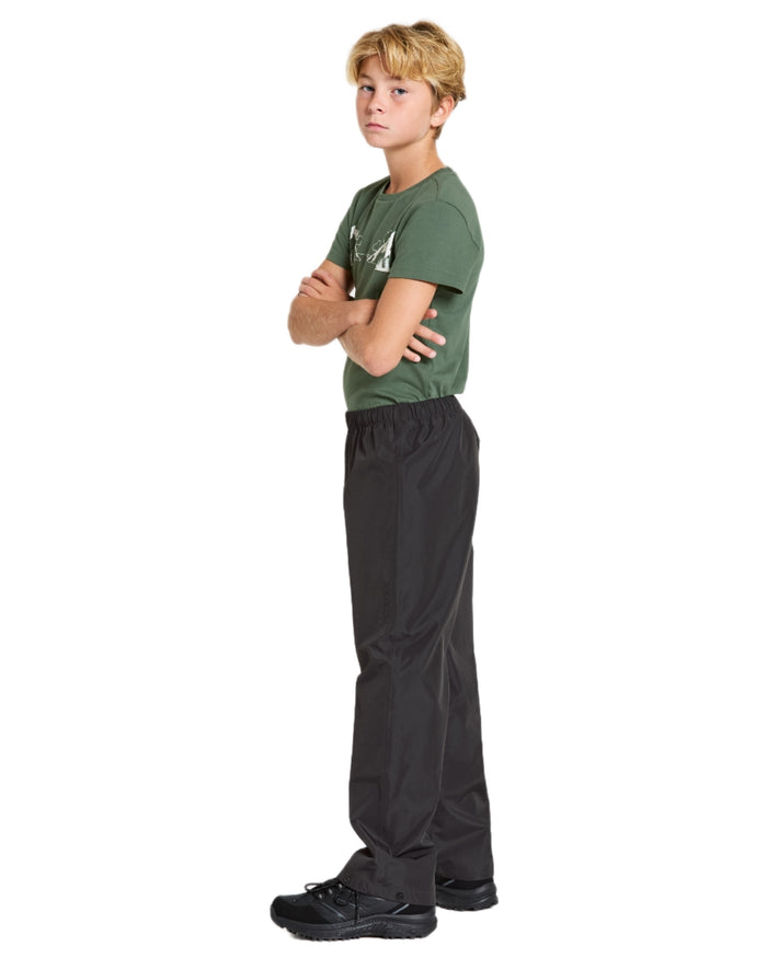 Black coloured Didriksons Kids Penta Pants on white background #colour_black