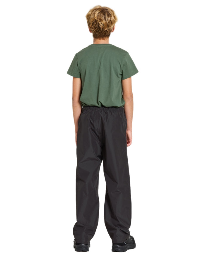 Black coloured Didriksons Kids Penta Pants on white background #colour_black