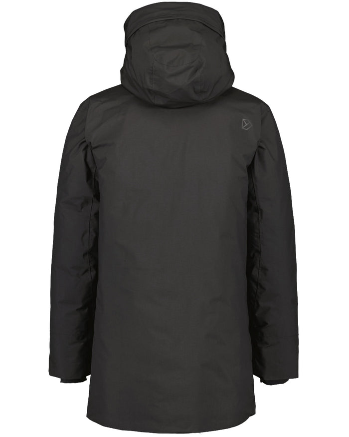 Black Coloured Didriksons Mens Akilles Parka on white background #colour_black