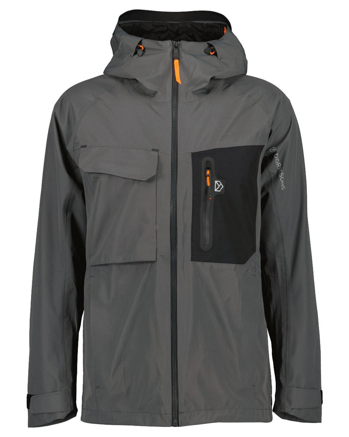 Coal Black coloured Didriksons Mens Calvus USX Jacket 2 on white background #colour_coal-black