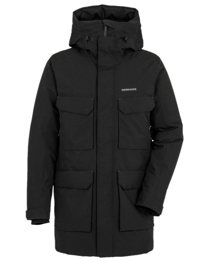 Black Coloured Didriksons Drew Parka on white background #colour_black