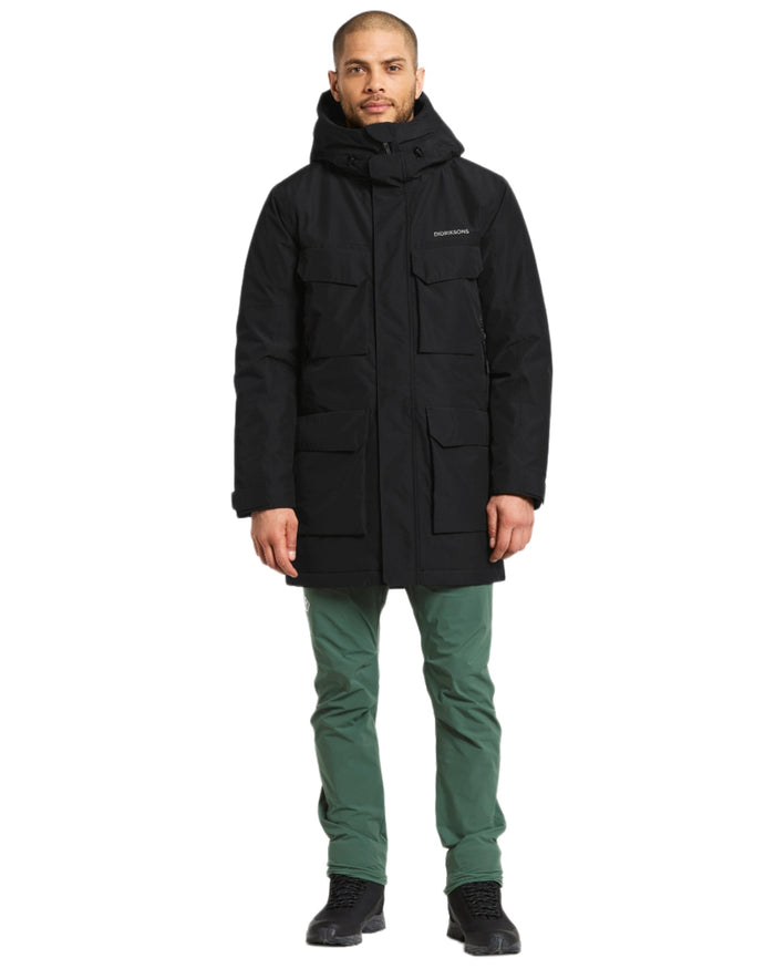Black Coloured Didriksons Drew Parka on white background #colour_black