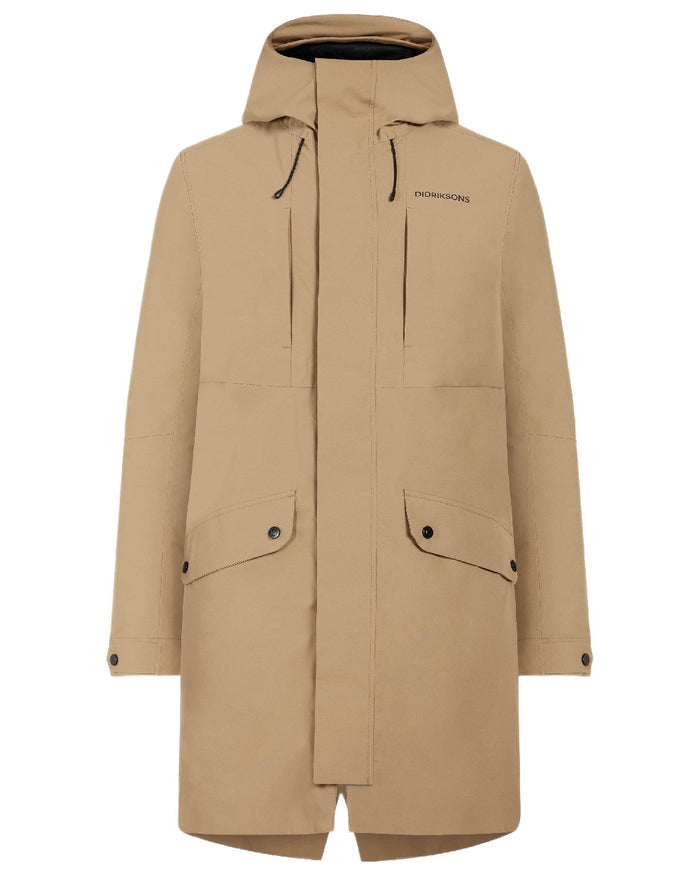 Wood Coloured Didriksons Mens Falke Parka on white background #colour_wood