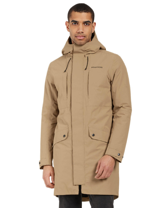 Wood Coloured Didriksons Mens Falke Parka on white background #colour_wood