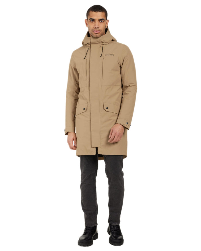 Wood Coloured Didriksons Mens Falke Parka on white background #colour_wood