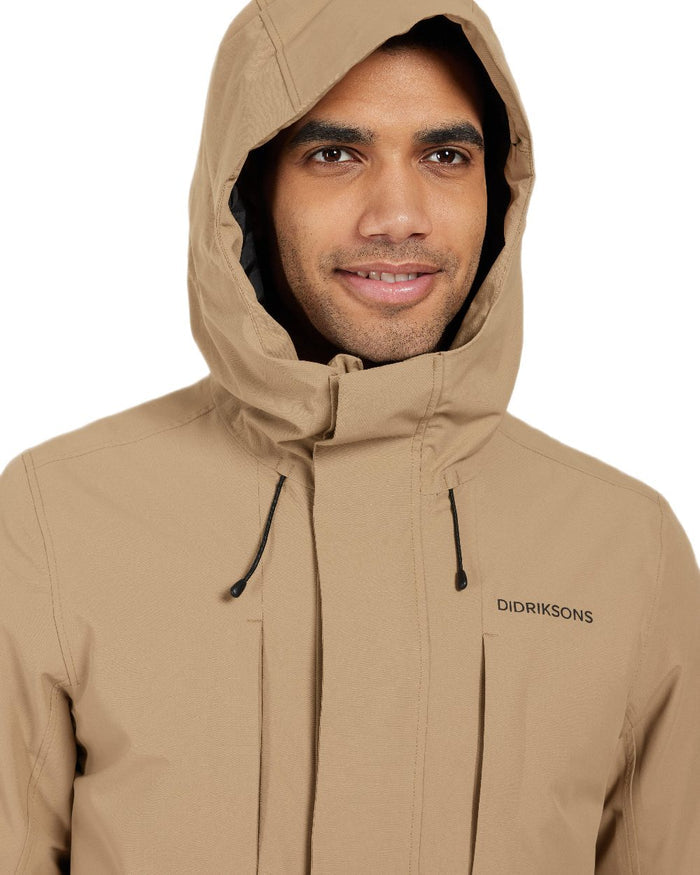 Wood Coloured Didriksons Mens Falke Parka on white background #colour_wood