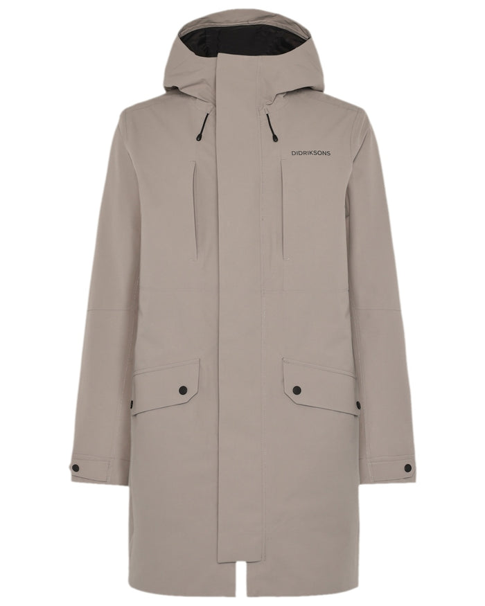 Ash Brown Coloured Didriksons Mens Falke Parka on white background #colour_ash-brown