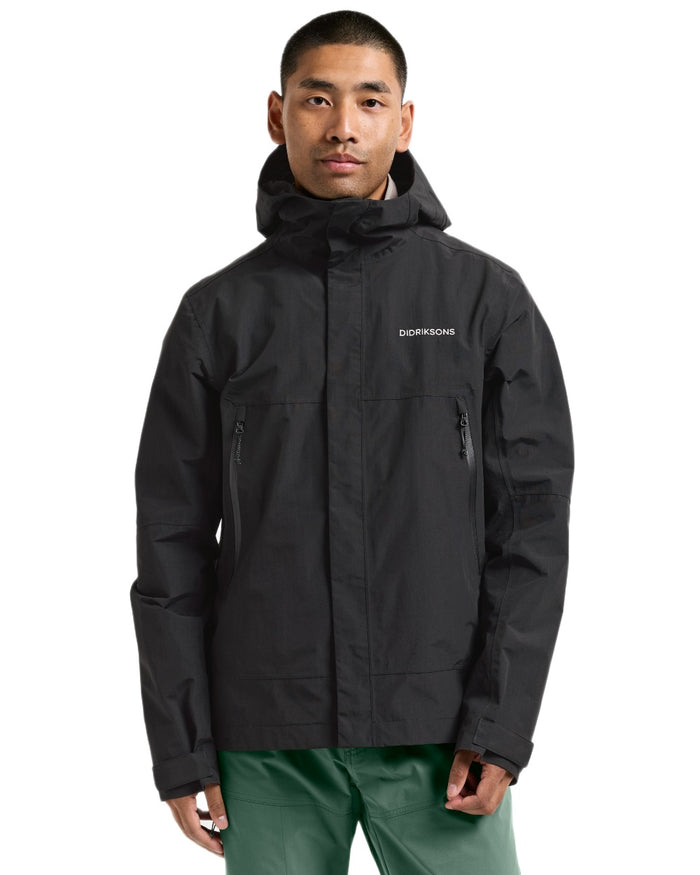 Black coloured Didriksons Mens Grit Jacket 4 on white background #colour_black