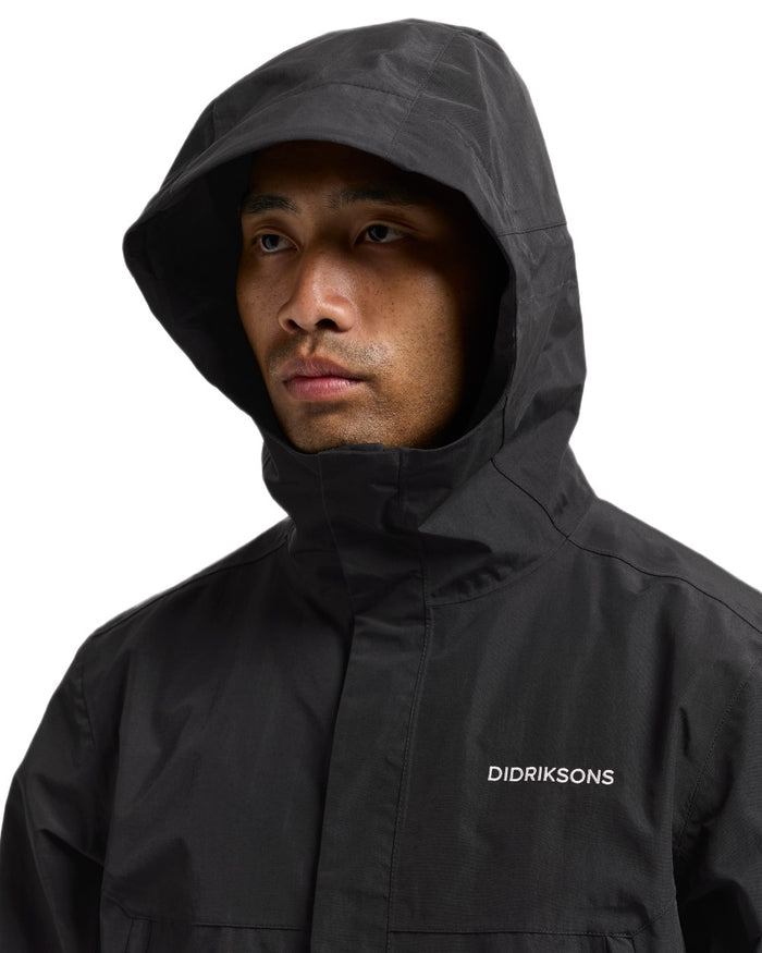 Black coloured Didriksons Mens Grit Jacket 4 on white background #colour_black