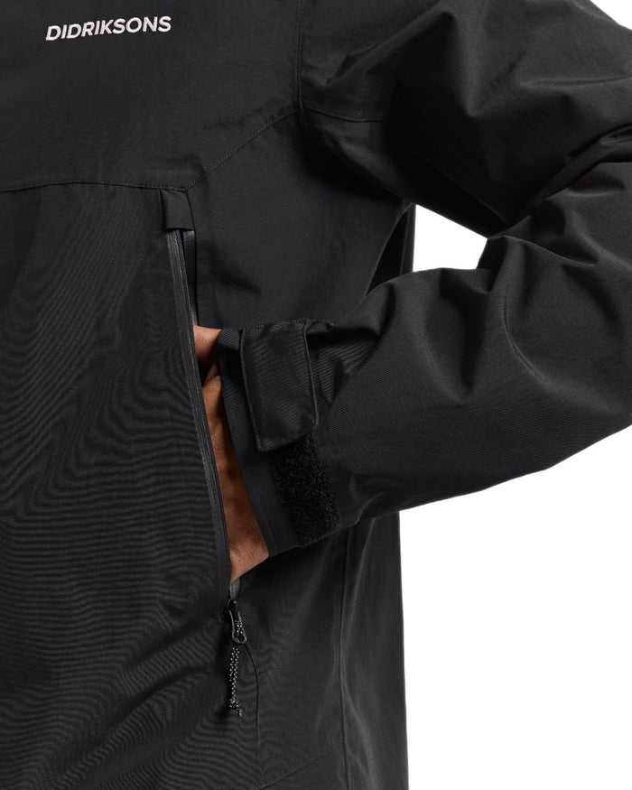 Black coloured Didriksons Mens Grit Jacket 4 on white background #colour_black