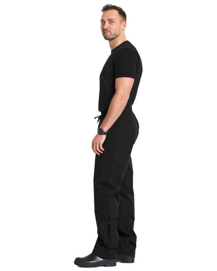 Black coloured Didriksons Mens Grit Rain Pants on white background #colour_black