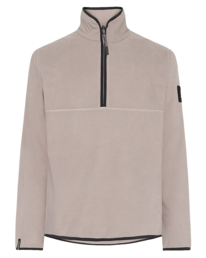 Ash Brown coloured Didriksons Mens Hannes Half Zip Sweater on white background #colour_ash-brown