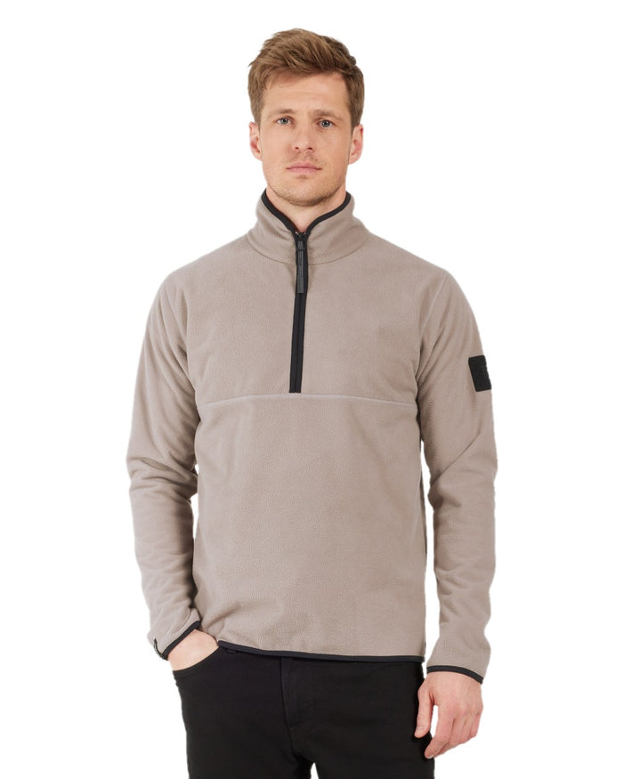 Ash Brown coloured Didriksons Mens Hannes Half Zip Sweater on white background #colour_ash-brown