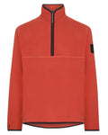 Ochre Red coloured Didriksons Mens Hannes Half Zip Sweater on white background #colour_ochre-red