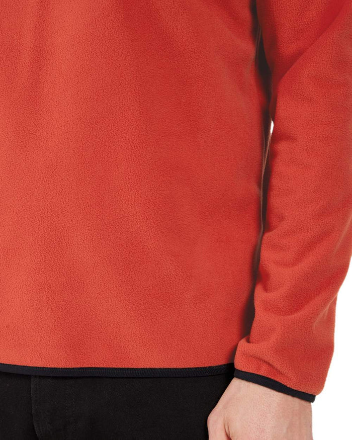 Ochre Red coloured Didriksons Mens Hannes Half Zip Sweater on white background #colour_ochre-red