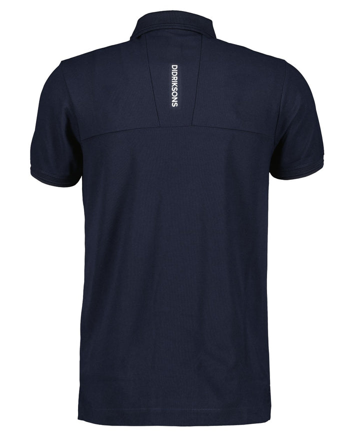 Dark Night Blue coloured Didriksons Mens Jack Polo T-Shirt on white background #colour_dark-night-blue
