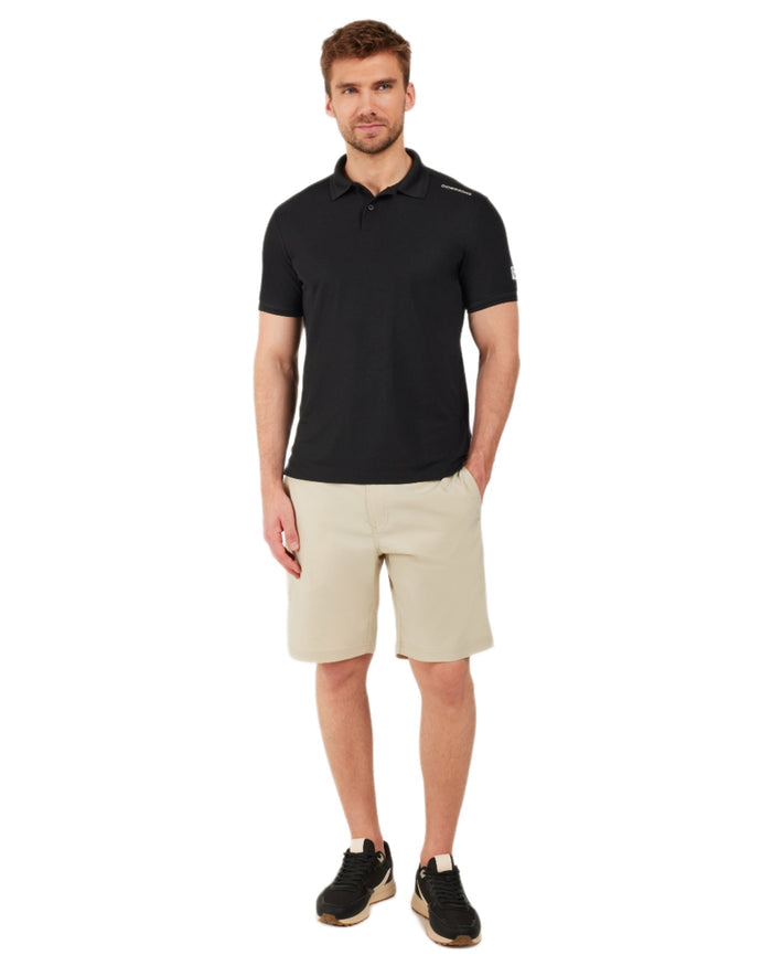 Black coloured Didriksons Mens Jack Polo T-Shirt on white background #colour_black