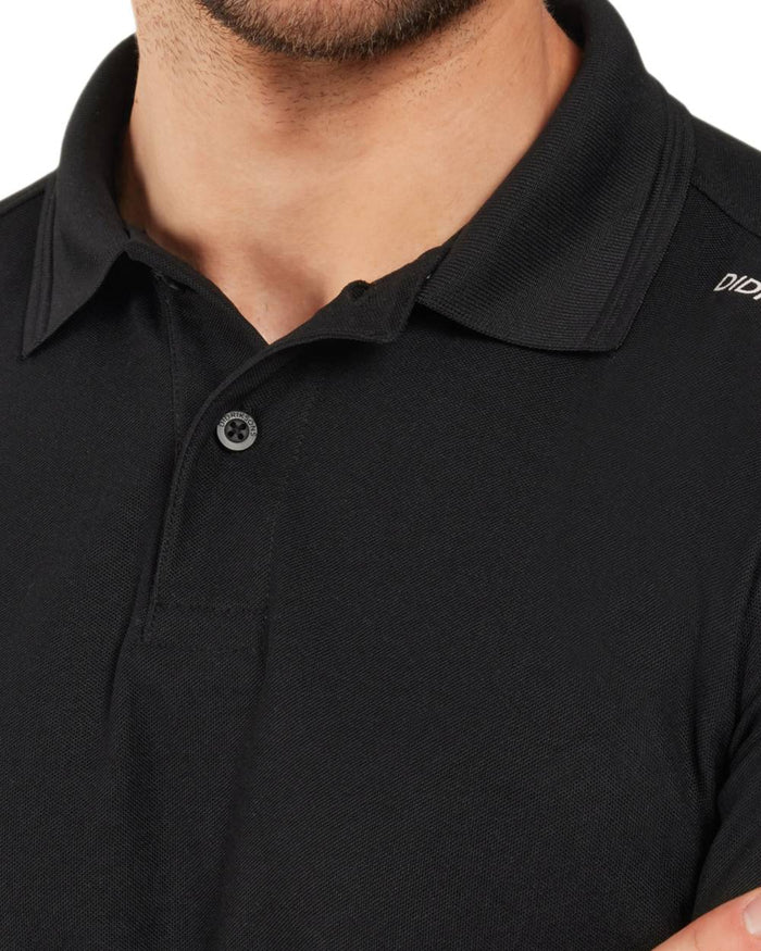 Black coloured Didriksons Mens Jack Polo T-Shirt on white background #colour_black