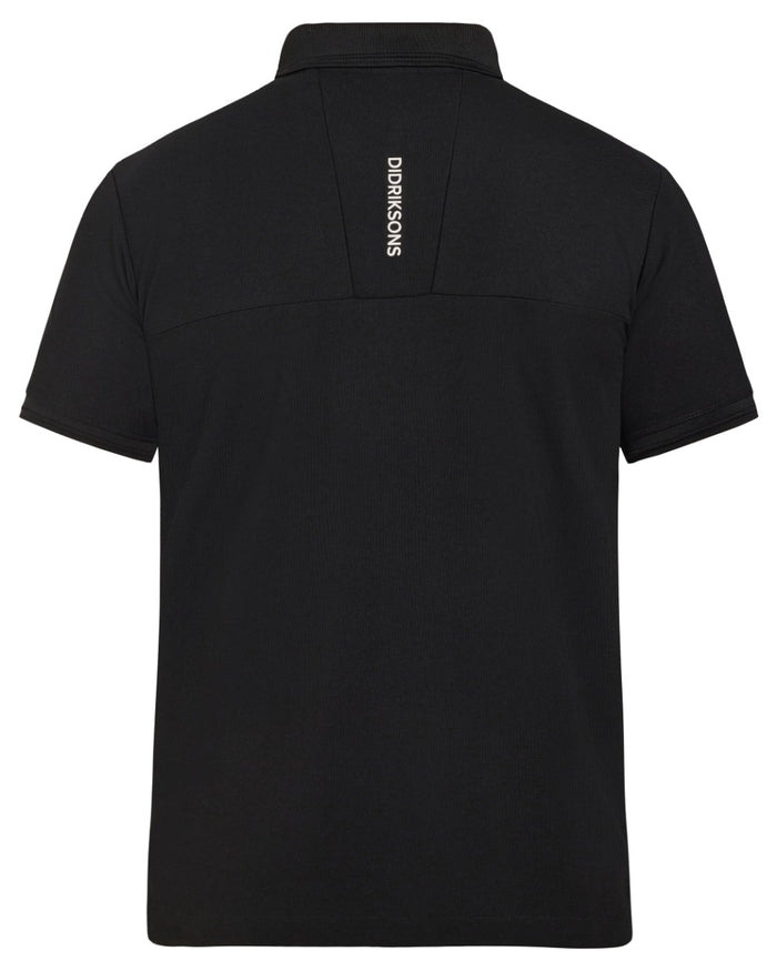 Black coloured Didriksons Mens Jack Polo T-Shirt on white background #colour_black