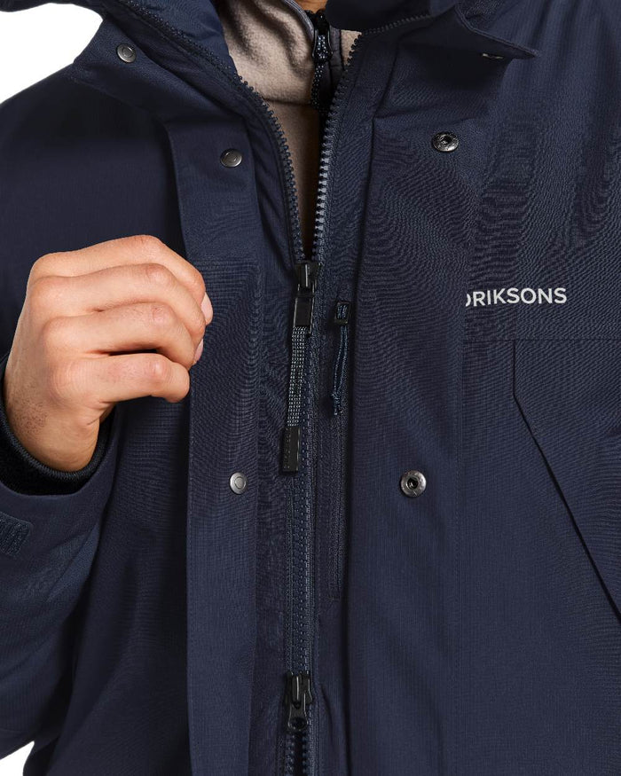Dark Night Blue Coloured Didriksons Mens Rick Parka on white background #colour_dark-night-blue