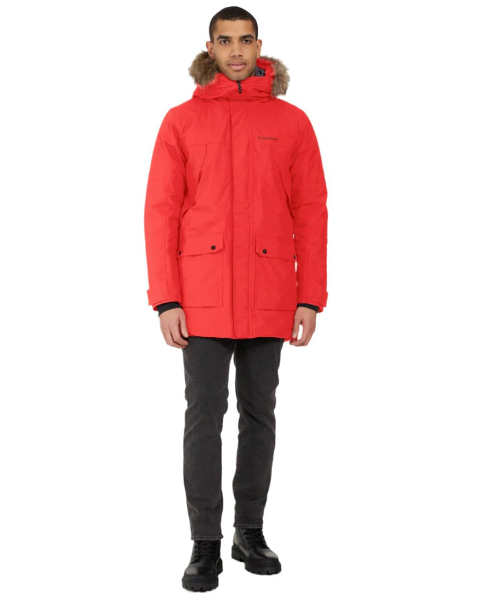 Pomme Red Coloured Didriksons Mens Rick Parka on white background #colour_pomme-red