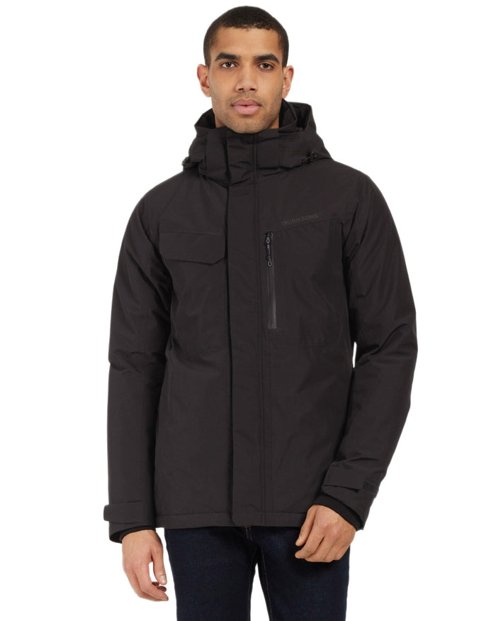 Black Coloured Didriksons Mens Stefan Jacket on white background #colour_black