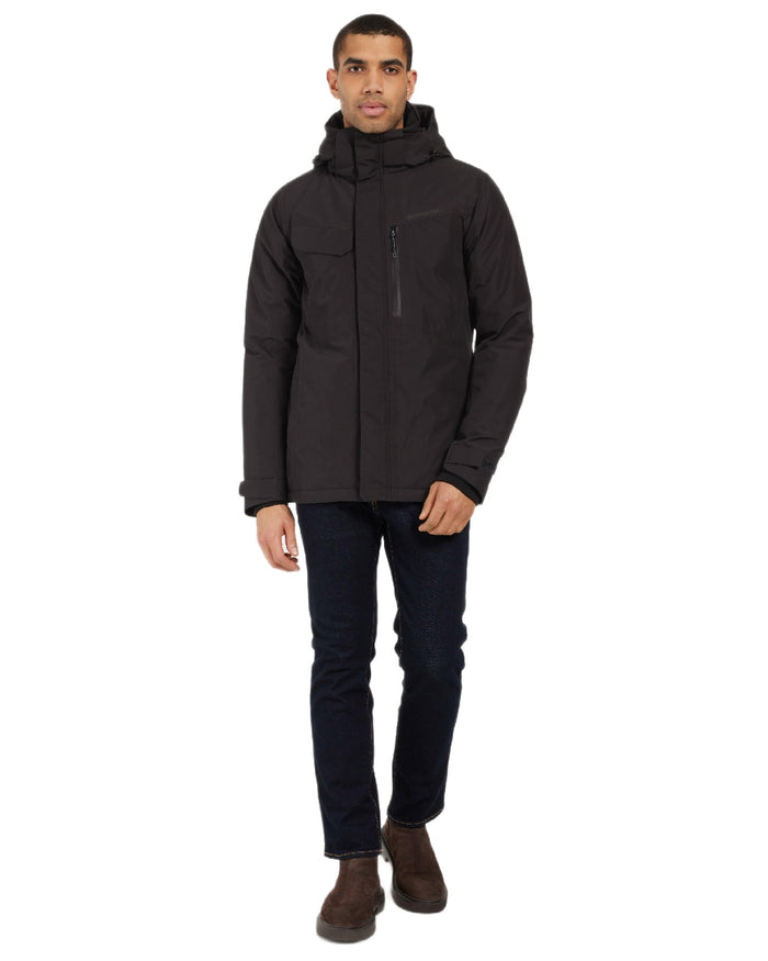 Black Coloured Didriksons Mens Stefan Jacket on white background #colour_black