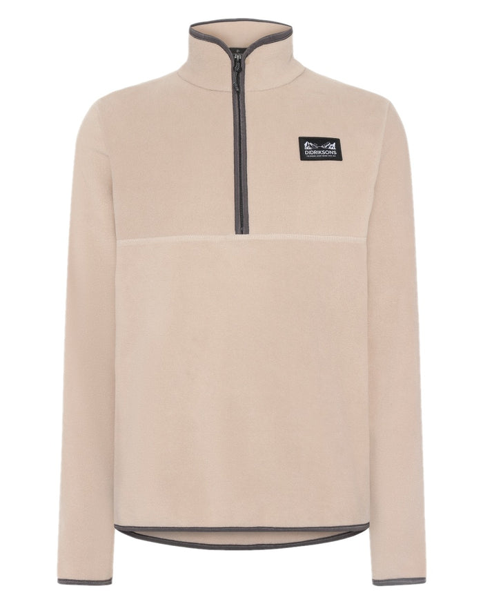 Beach Biege coloured Didriksons Mens Vito USX Half Zip Sweater on white background #colour_beach-beige