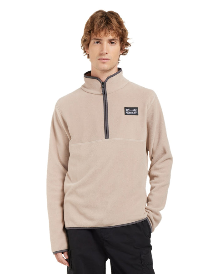 Beach Biege coloured Didriksons Mens Vito USX Half Zip Sweater on white background #colour_beach-beige