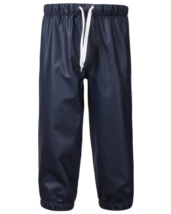 Navy Coloured Didriksons Midjeman Childrens Pants Galon On A White Background #colour_navy