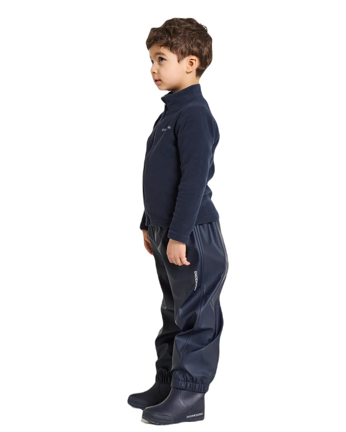 Navy Coloured Didriksons Midjeman Childrens Pants Galon On A White Background #colour_navy