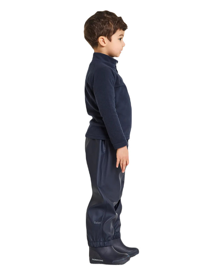 Navy Coloured Didriksons Midjeman Childrens Pants Galon On A White Background #colour_navy