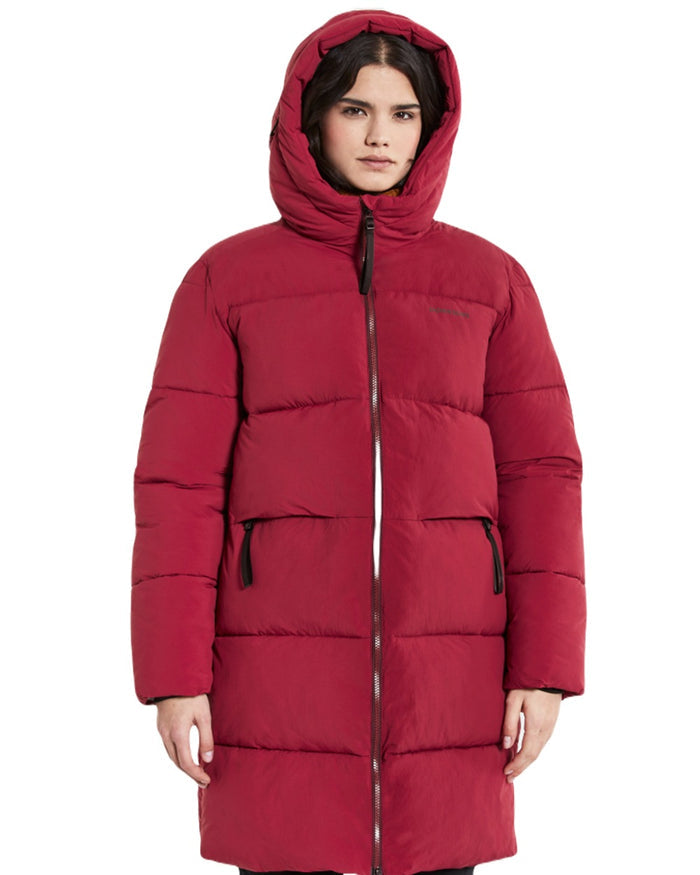 Ruby Red coloured Didriksons Nomi Women's Parka 2 on a white background #colour_ruby-red