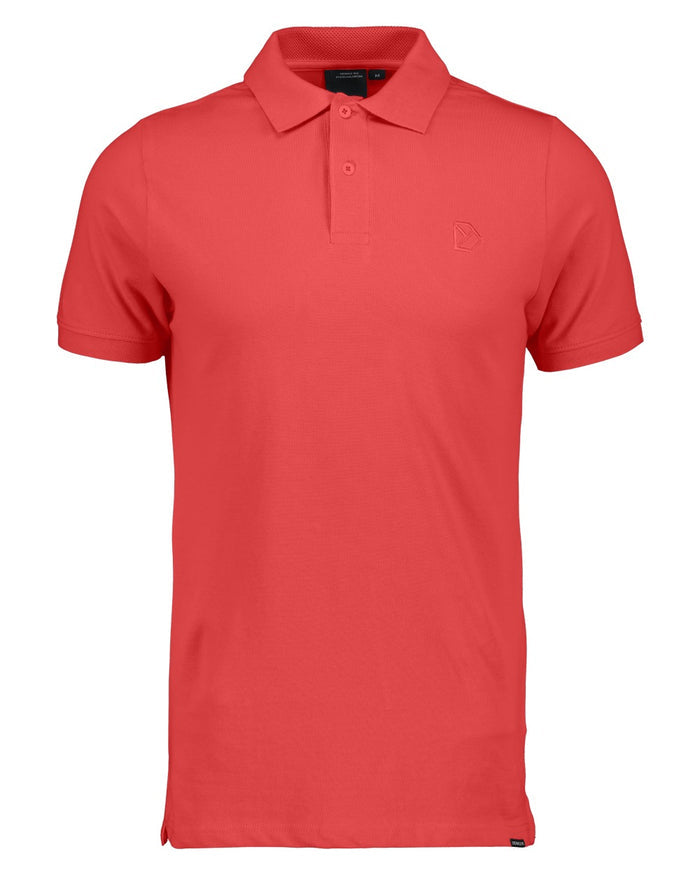 Pomme Red coloured Didriksons Ville Pike Polo Shirt 2 on white background #colour_pomme-red