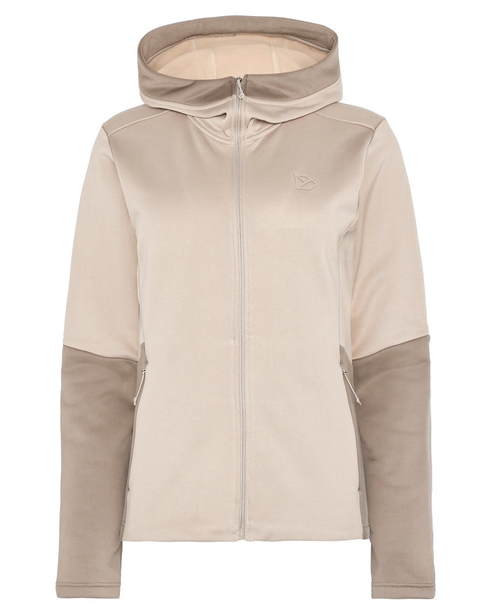 Beach Beige coloured Didriksons Womens Anneli Full Zip Fleece 3 on white background #colour_beach-beige