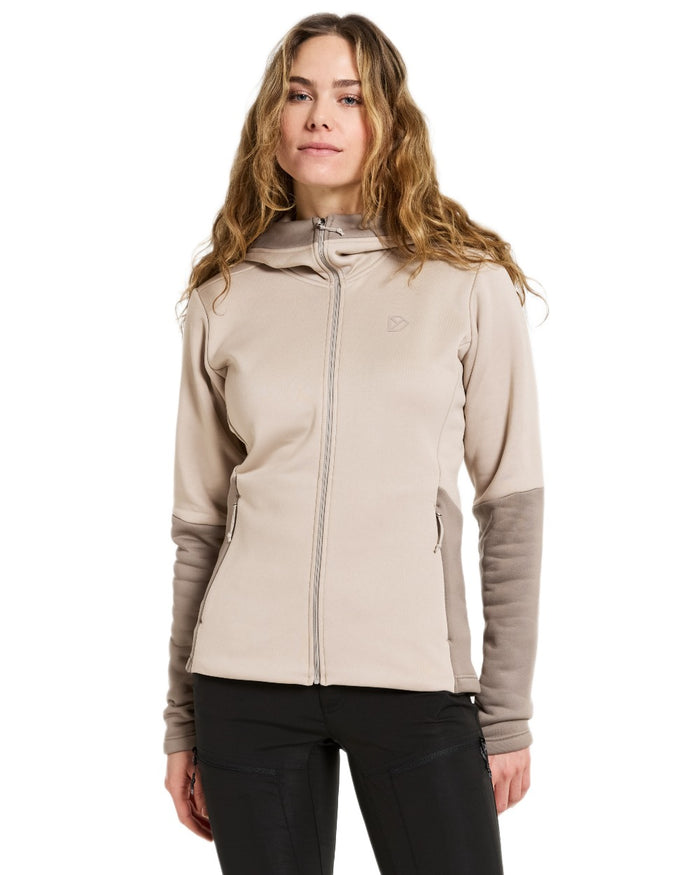 Beach Beige coloured Didriksons Womens Anneli Full Zip Fleece 3 on white background #colour_beach-beige