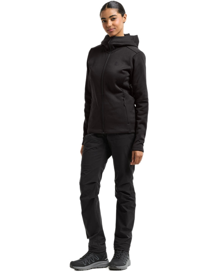 Black coloured Didriksons Womens Anneli Full Zip Fleece 3 on white background #colour_black