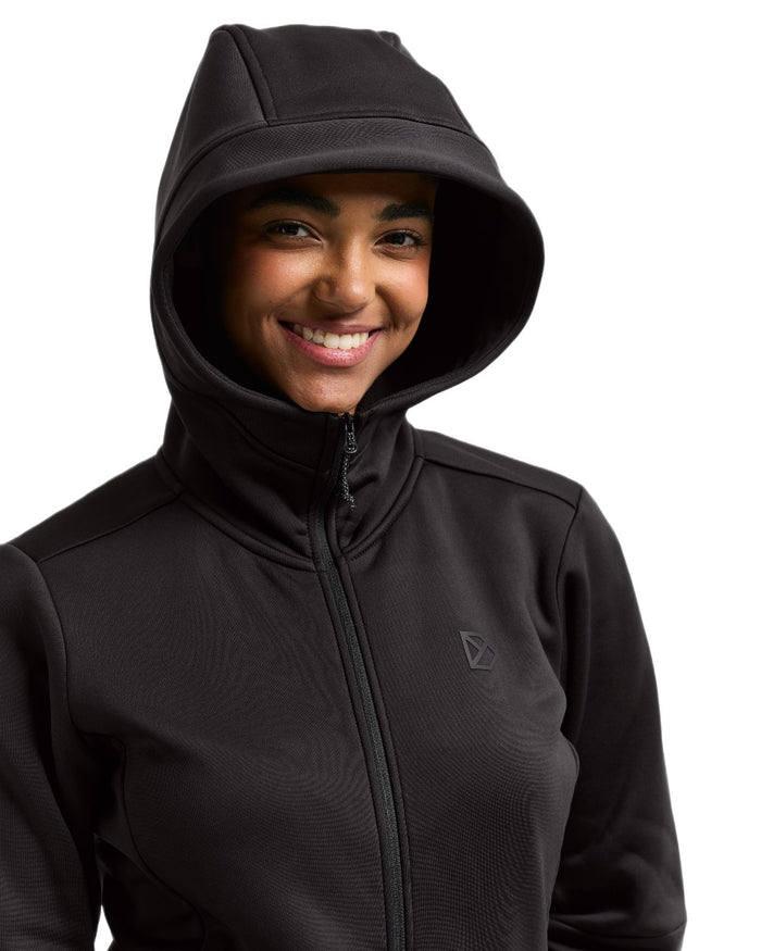 Black coloured Didriksons Womens Anneli Full Zip Fleece 3 on white background #colour_black