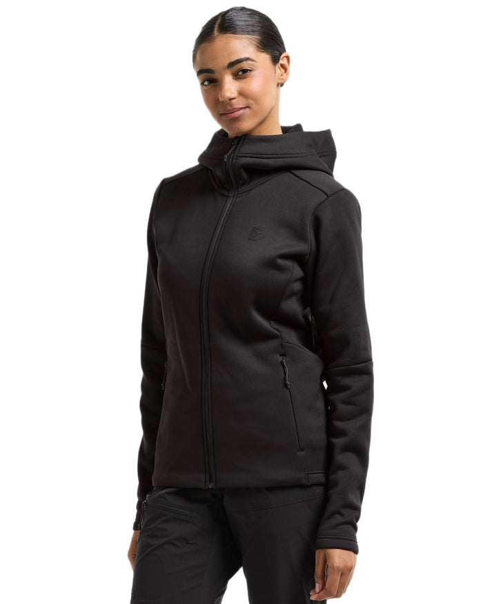 Black coloured Didriksons Womens Anneli Full Zip Fleece 3 on white background #colour_black