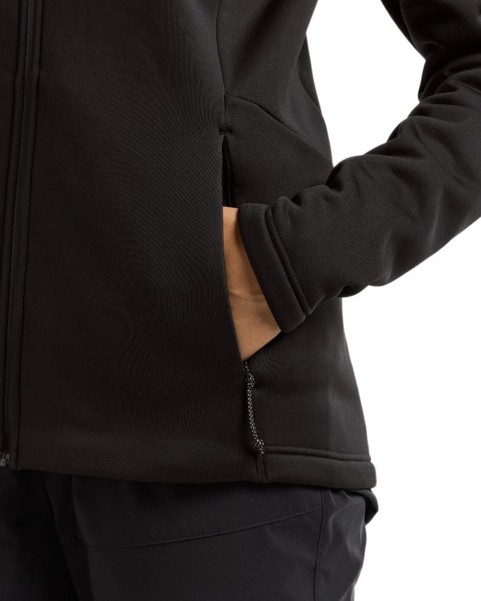 Black coloured Didriksons Womens Anneli Full Zip Fleece 3 on white background #colour_black