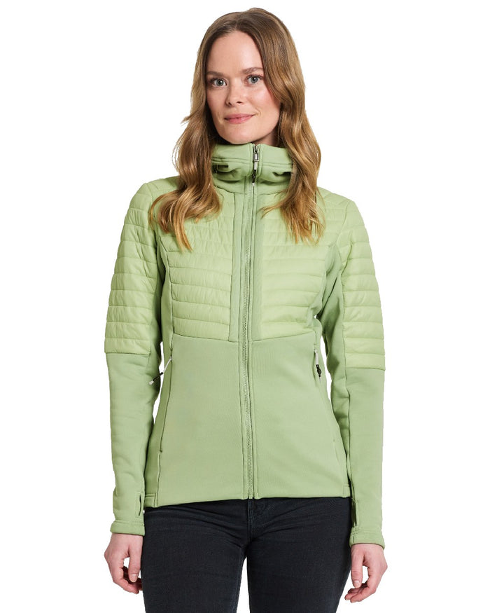Soft Green coloured Didriksons Womens Annema Full Zip 6 on white background #colour_soft-green