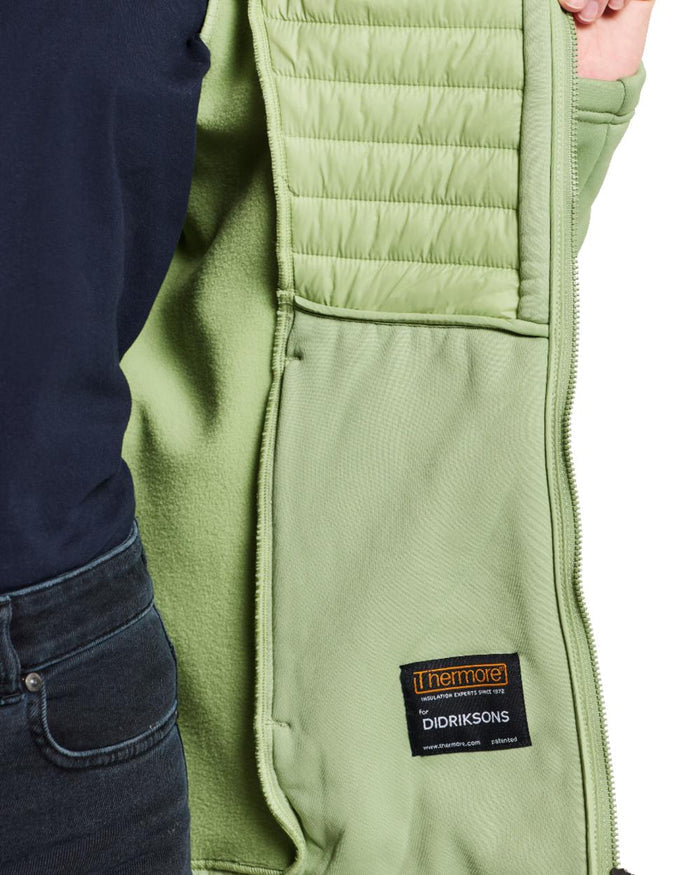 Soft Green coloured Didriksons Womens Annema Full Zip 6 on white background #colour_soft-green