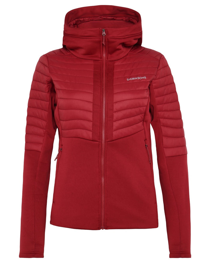 Spring Red coloured Didriksons Womens Annema Full Zip 6 on white background #colour_spring-red
