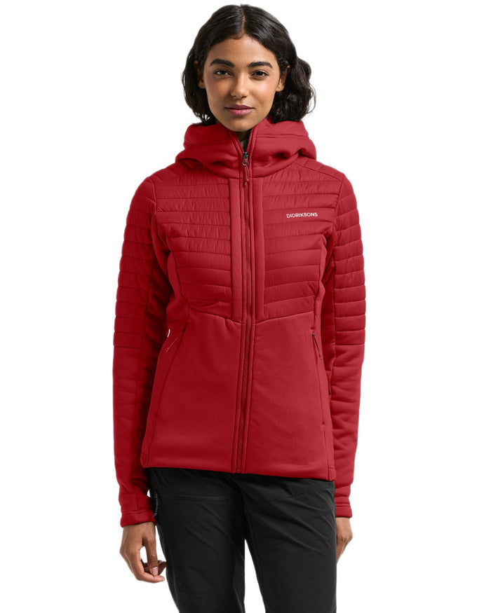 Spring Red coloured Didriksons Womens Annema Full Zip 6 on white background #colour_spring-red