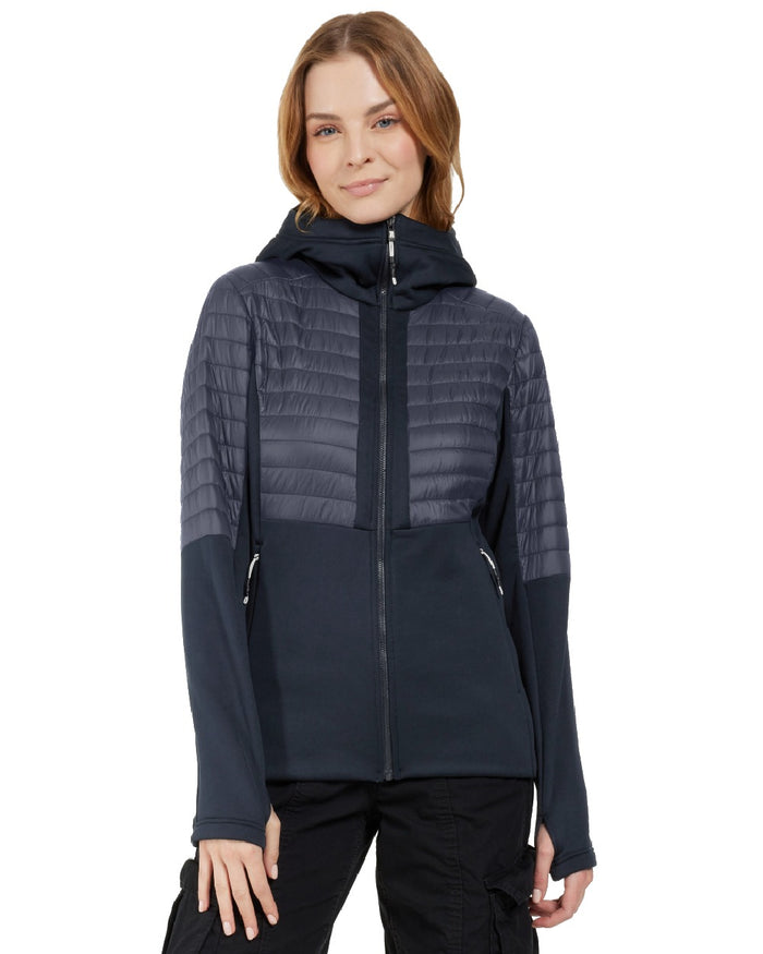 Dark Night Blue coloured Didriksons Womens Annema Full Zip 6 on white background #colour_dark-night-blue