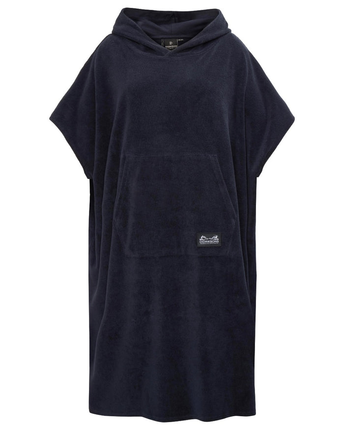Dark Night Blue coloured Didriksons Womens Belin Poncho on white background #colour_dark-night-blue