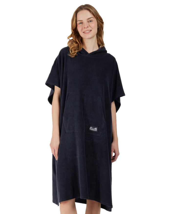 Dark Night Blue coloured Didriksons Womens Belin Poncho on white background #colour_dark-night-blue
