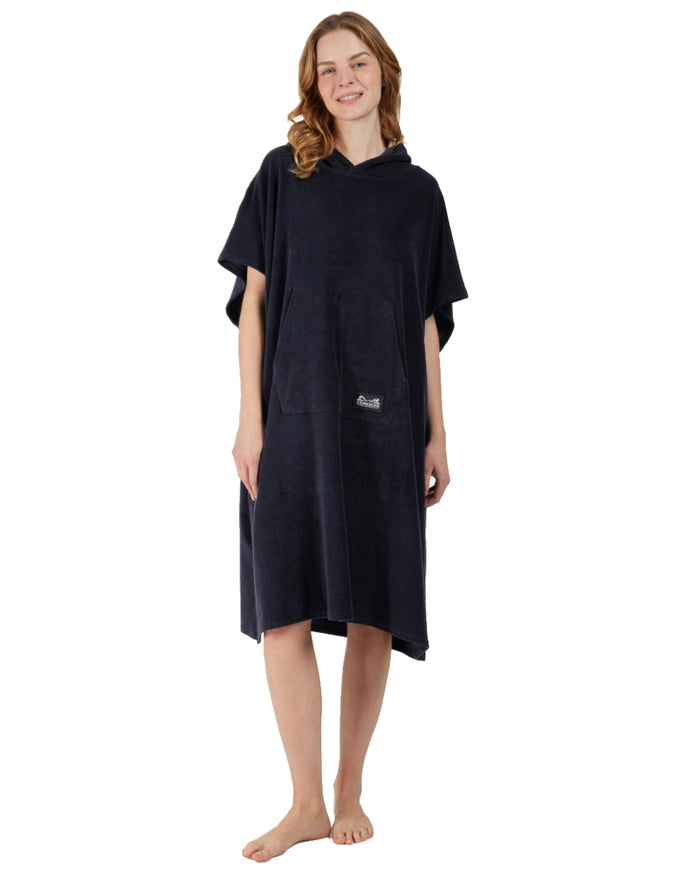 Dark Night Blue coloured Didriksons Womens Belin Poncho on white background #colour_dark-night-blue
