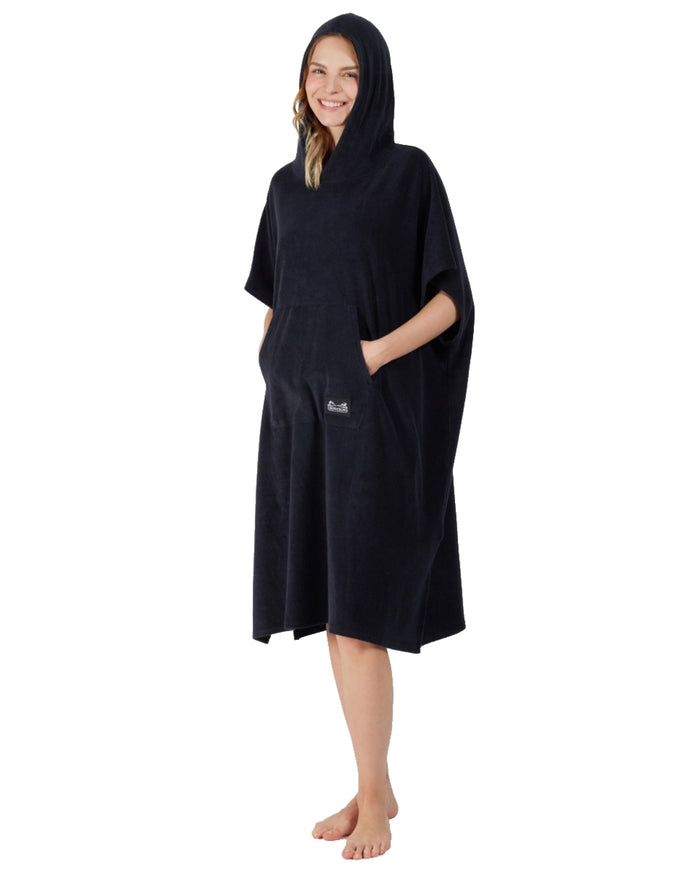 Dark Night Blue coloured Didriksons Womens Belin Poncho on white background #colour_dark-night-blue